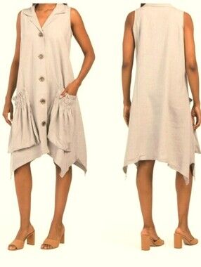 For Cynthia Sleeveless Linen-Blend Dress